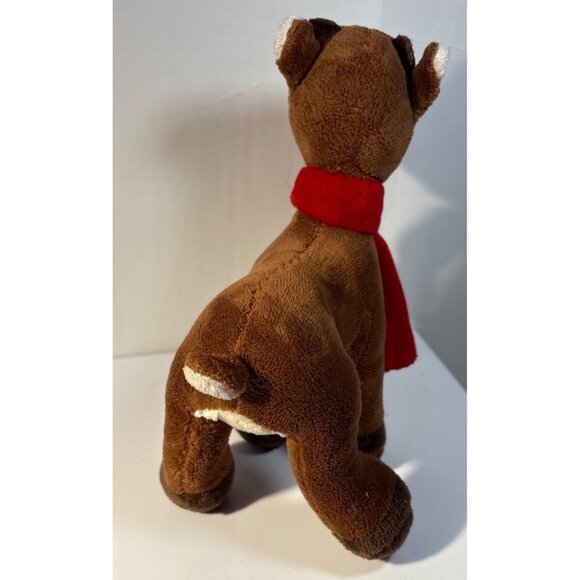 Rudolph The Red Nosed Reindeer Plush Toy 7" Brown With Red Scarf Embroidered - Picture 4 of 5